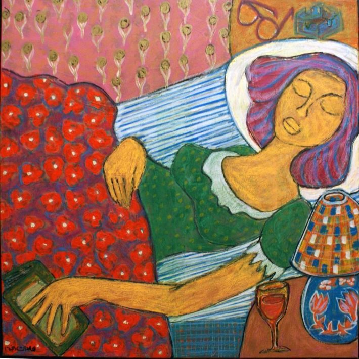 Girl With A Book Painting By Hala El Sharouny On Artsmart